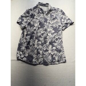 Carbon 2 Cobalt Mens XL Floral Short Sleeve Button Up Shirt Navy White Casual